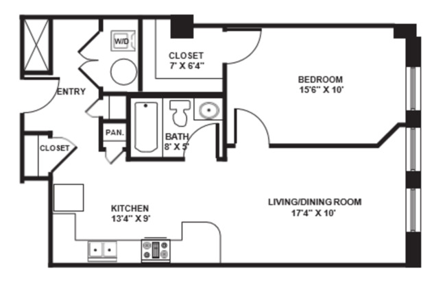 1 bed, 1 bath, 697 sqft, $1,799