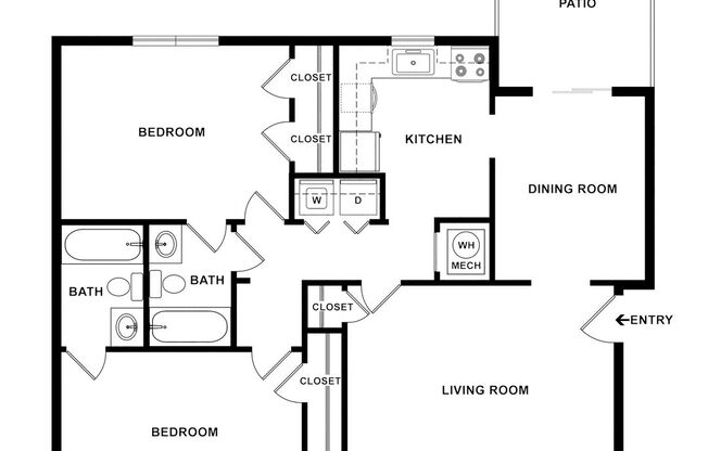 2 beds, 2 baths, 1,200 sqft, $1,310, Unit 009-3306-3