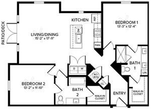 2 beds, 2 baths, 1,243 sqft, $2,350