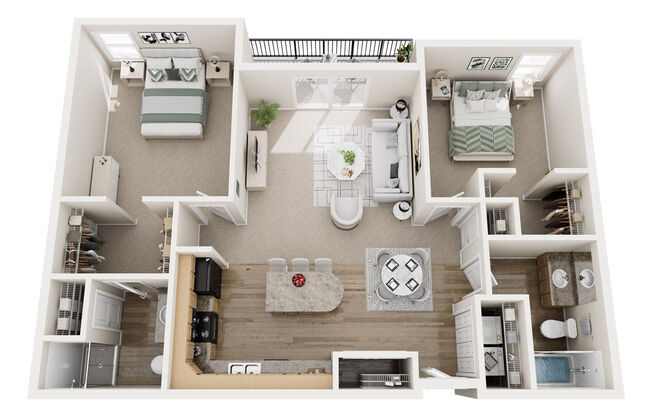 2 beds, 2 baths, 1,056 sqft, $1,326