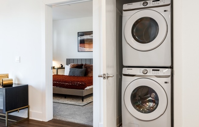 Elevate your laundry experience with state-of-the-art, in-home full-size washer and dryer units at Modera Montville.