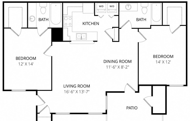 2 beds, 2 baths, 1,129 sqft, $1,185