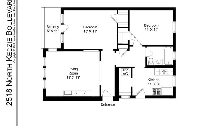 2 beds, 1 bath, 935 sqft, $2,495, Unit 2518-2E