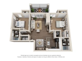 2 beds, 2 baths, 1,000 sqft, $1,739