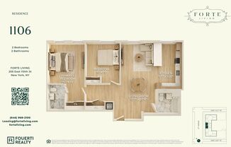 Forte Living - APT. 1402 | 2 BDR, 2 BR | 906 Sq Ft | Forte Living | East Harlem