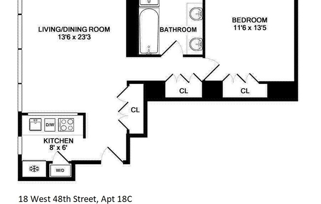 1 bed, 1 bath, 769 sqft, $5,050, Unit 18C