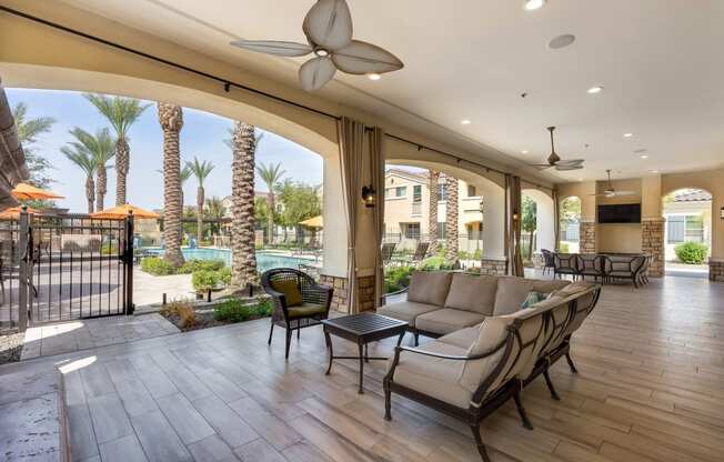 Outdoor Lounge Area at Bella Victoria Apartments in Mesa Arizona January 2021