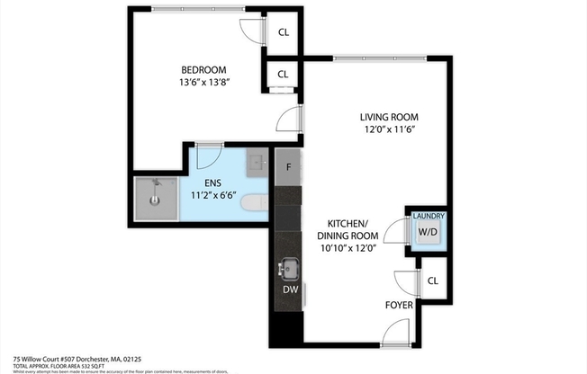 1 bed, 1 bath, 532 sqft, $2,945, Unit 307