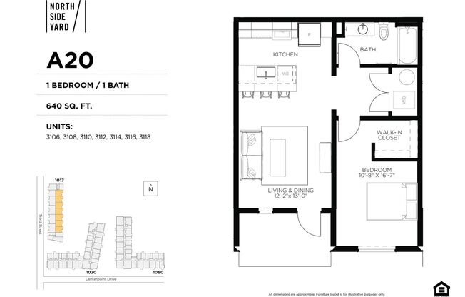 1 bed, 1 bath, 640 sqft, $1,475, Unit 3110