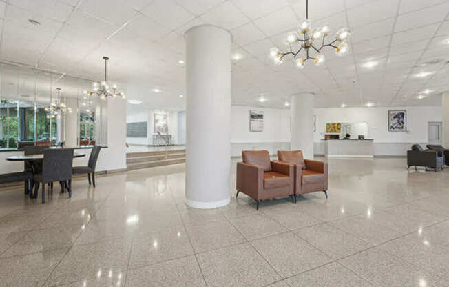 A Spacious Lobby With a Chandelier at Ashlawn at Southern Towers, Alexandria, VA, 22311