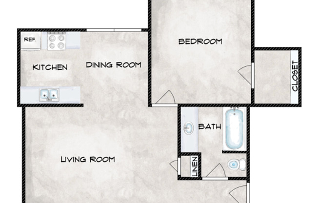 1 bed, 1 bath, 670 sqft, $850, Unit 103
