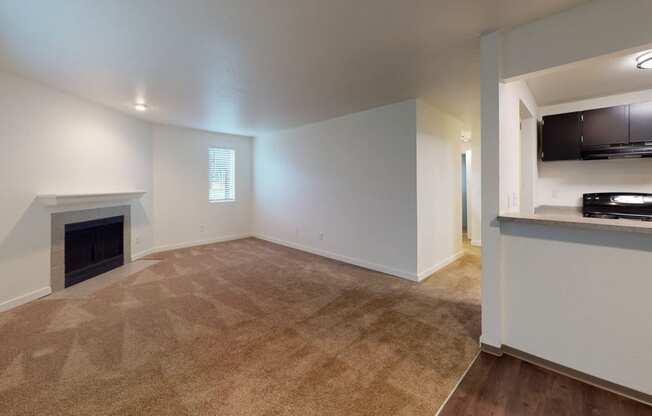 Living room wooden floors at North Creek Apartments, Everett, WA, 98208