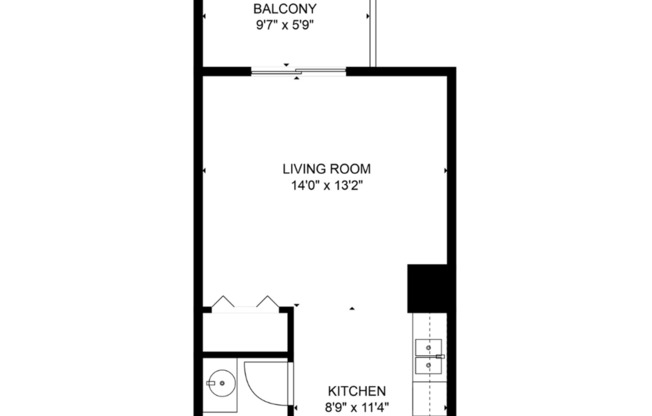Studio, 1 bath, 390 sqft, $660, Unit 1414-207
