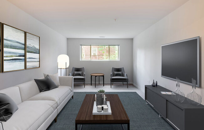 Renovated Living Room at Cardiff Hall Apartments, Towson, Maryland