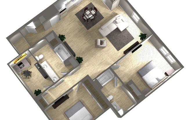 2 beds, 2 baths, 1,300 sqft, $2,100, Unit #110