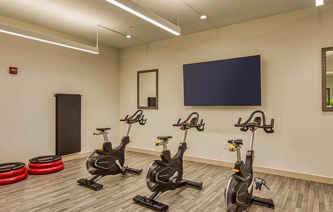Bikes in fitness Center at Axis at PTC Apartments