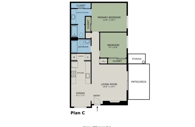 2 beds, 2 baths, 957 sqft, $2,975