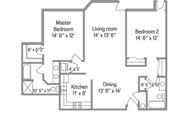 2 beds, 2 baths, 1,308 sqft, $1,785, Unit 4026