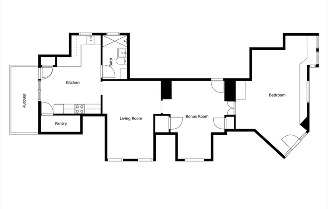 1 bed, 1 bath, 851 sqft, $2,400, Unit 3