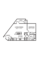 1 bed, 1 bath, 735 sqft, $3,080