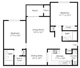 2 beds, 2 baths, 1,035 sqft, $1,811