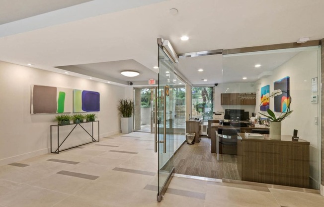 Lobby area view at Palm Royale Apartments, Los Angeles, California