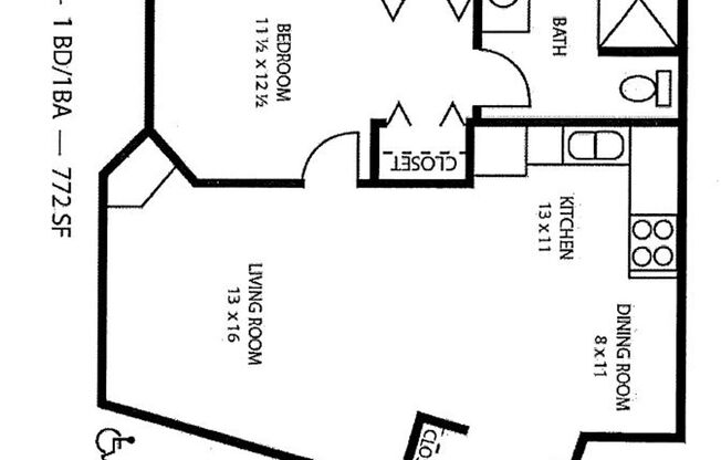 1 bed, 1 bath, 772 sqft, $1,125, Unit 1501-123