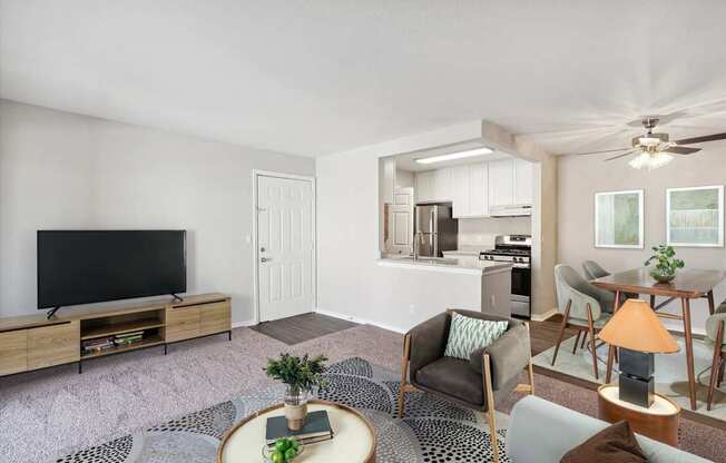 Spacious Living Area with Carpet