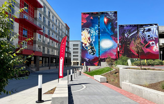 Mural with sign at Paperbox Lofts, Salt Lake City