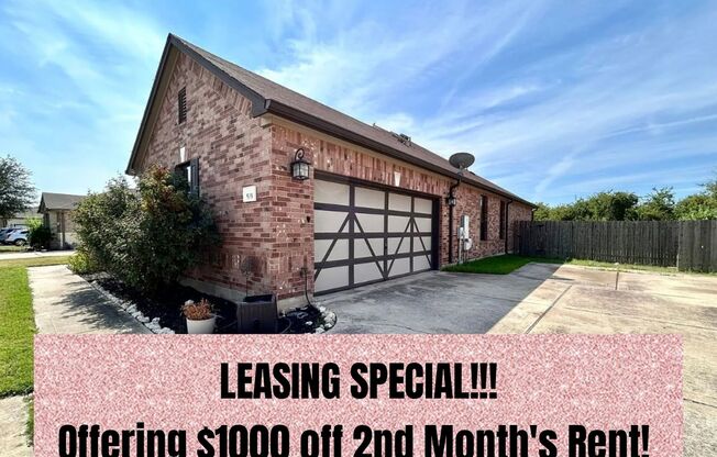 LEASING SPECIAL- $1000 OFF 2ND MONTH'S RENT