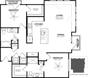 2 beds, 2 baths, 1,234 sqft, $2,290