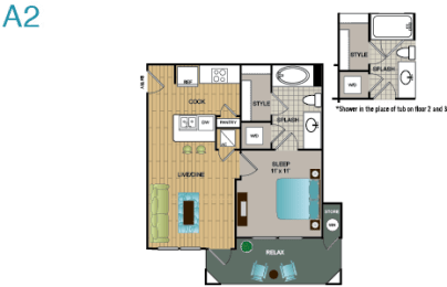 1 bed, 1 bath, 518 sqft, $1,380