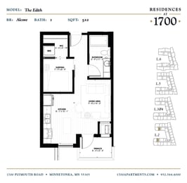 Studio, 1 bath, 522 sqft, $1,495