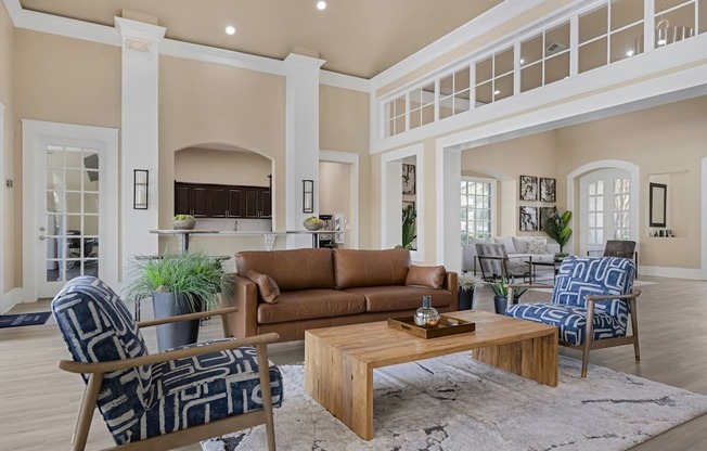 a living room with a couch and a coffee table