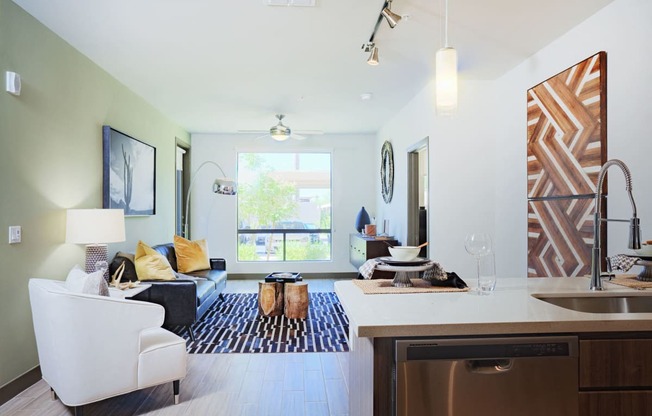 Kitchen With Living Room at Audere Apartments, Phoenix, Arizona