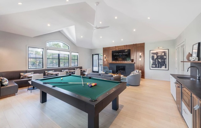 Billiards table in clubroom