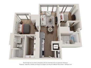 2 beds, 2 baths, 846 sqft, $2,890