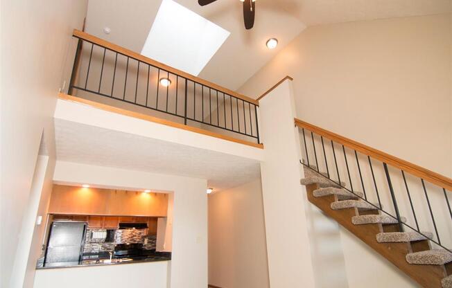interior shot looking up at the loft space at Fountain Glen Apartments in Lincoln Nebraska