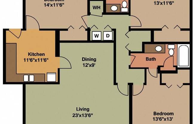 3 beds, 2 baths, 1,638 sqft, $1,289