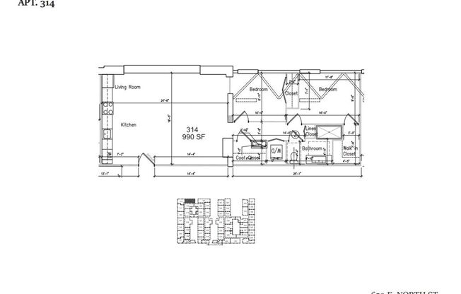 2 beds, 1 bath, 990 sqft, $1,850, Unit 314