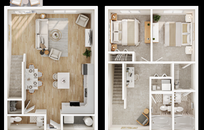 2 beds, 2.5 baths, 1,157 sqft, $1,450, Unit 3660-11