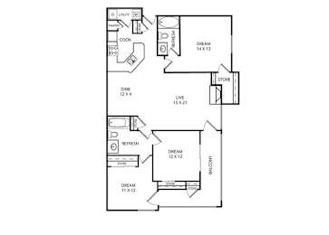 3 beds, 2 baths, 1,351 sqft, $2,049