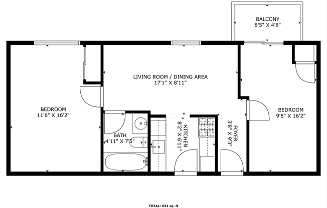 2 beds, 1 bath, 1,000 sqft, $2,600, Unit 4