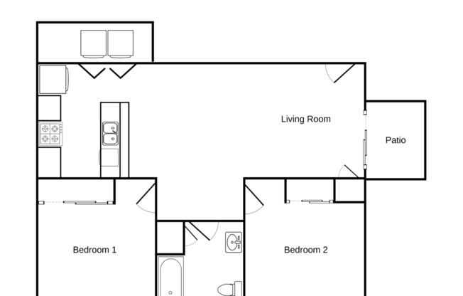 2 beds, 1 bath, 938 sqft, $1,305