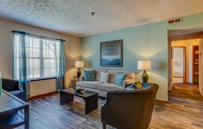 Modern Living Room at Lake Forest Apartments, Westerville, 43081