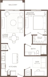 1 bed, 1 bath, 833 sqft, $2,072