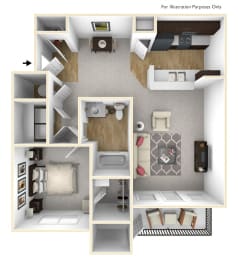 1 bed, 1 bath, 826 sqft, $1,306