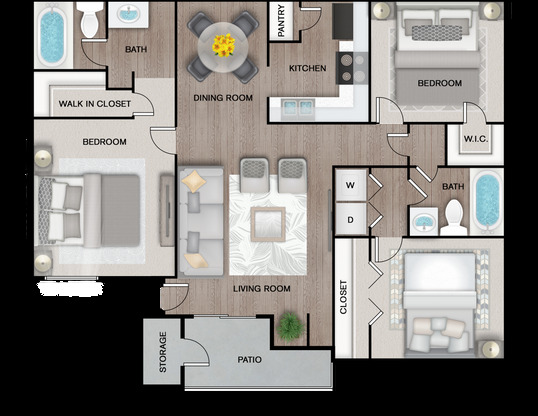3 beds, 2 baths, 1,153 sqft, $1,232