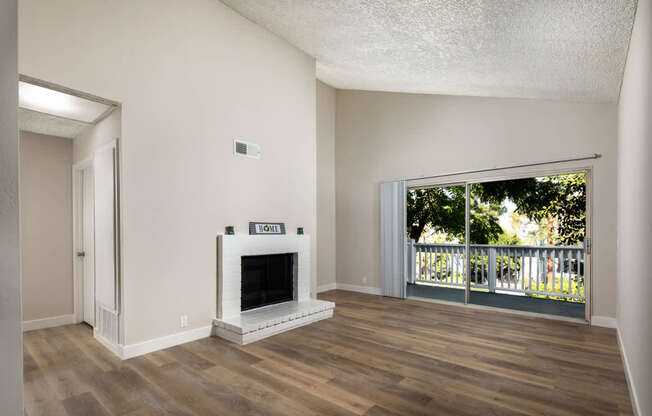 Living room with a fireplace.
