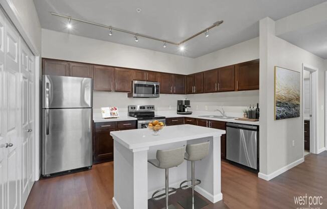 Kitchen of an apartment at west parc in bethany village located near portland and beaverton oregon